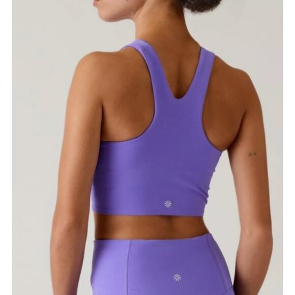 NWT Athleta Conscious Crop Train Top Purple Logo Front Large Yoga Barre Pilates - Picture 3 of 7